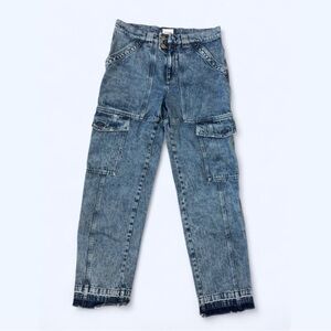 MARANT ETOILE - BLUE DENIM CARGO PANTS WITH POCKETS IN COTTON WOMAN